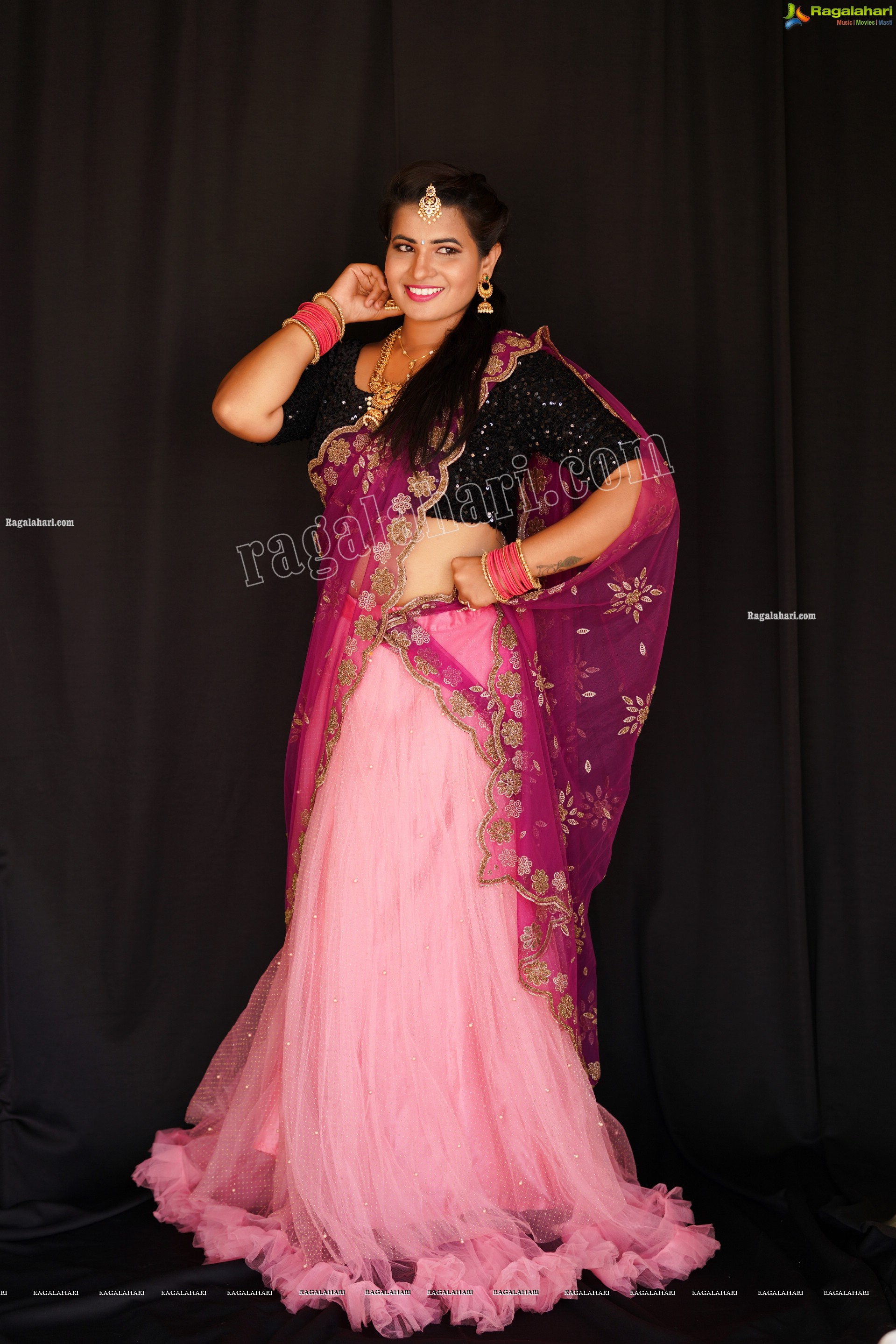 Anusha Venugopal in Pink Designer Lehenga Choli, Exclusive Photoshoot