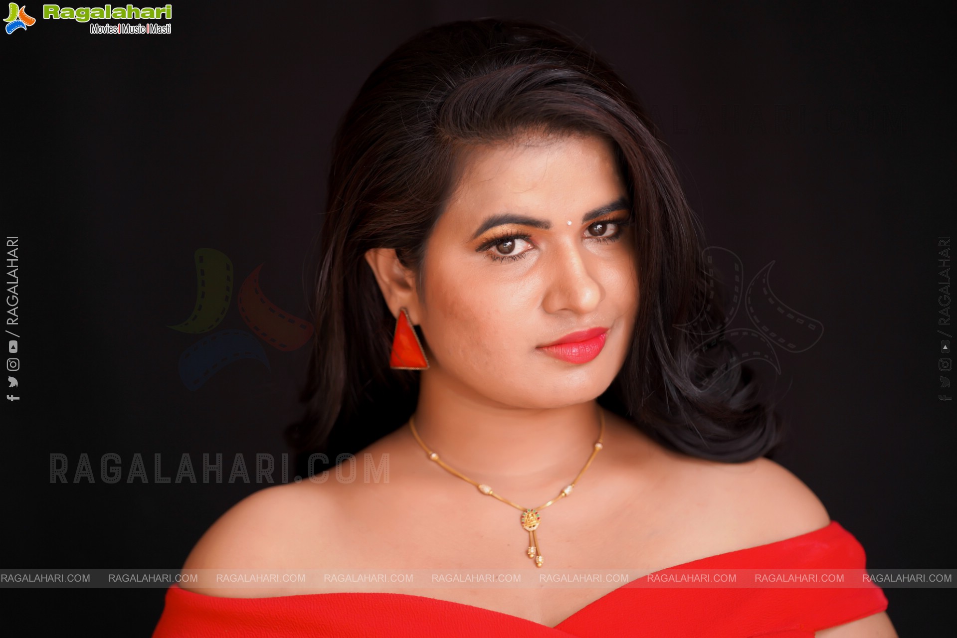 Anusha Venugopal in Red Off The Shoulder Bodycon Dress, Exclusive Photoshoot