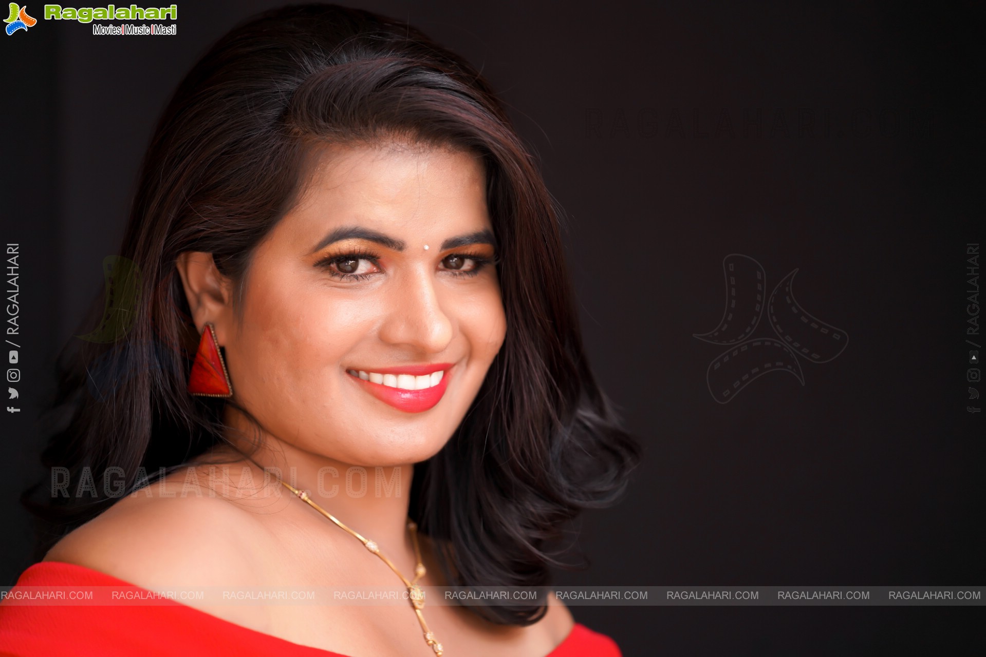 Anusha Venugopal in Red Off The Shoulder Bodycon Dress, Exclusive Photoshoot