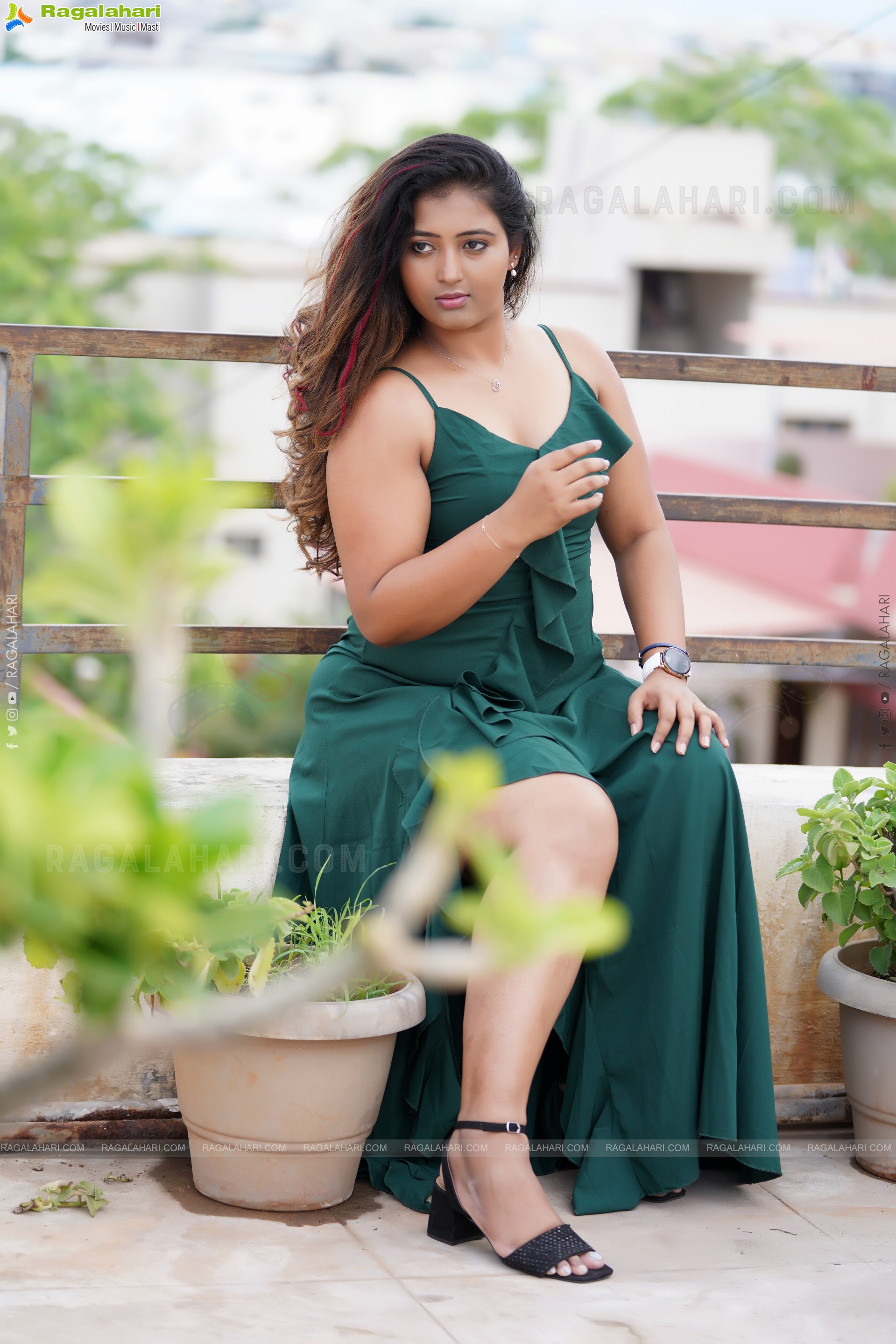 Teja Reddy in Forest Green Maxi Dress, Exclusive Photo Shoot