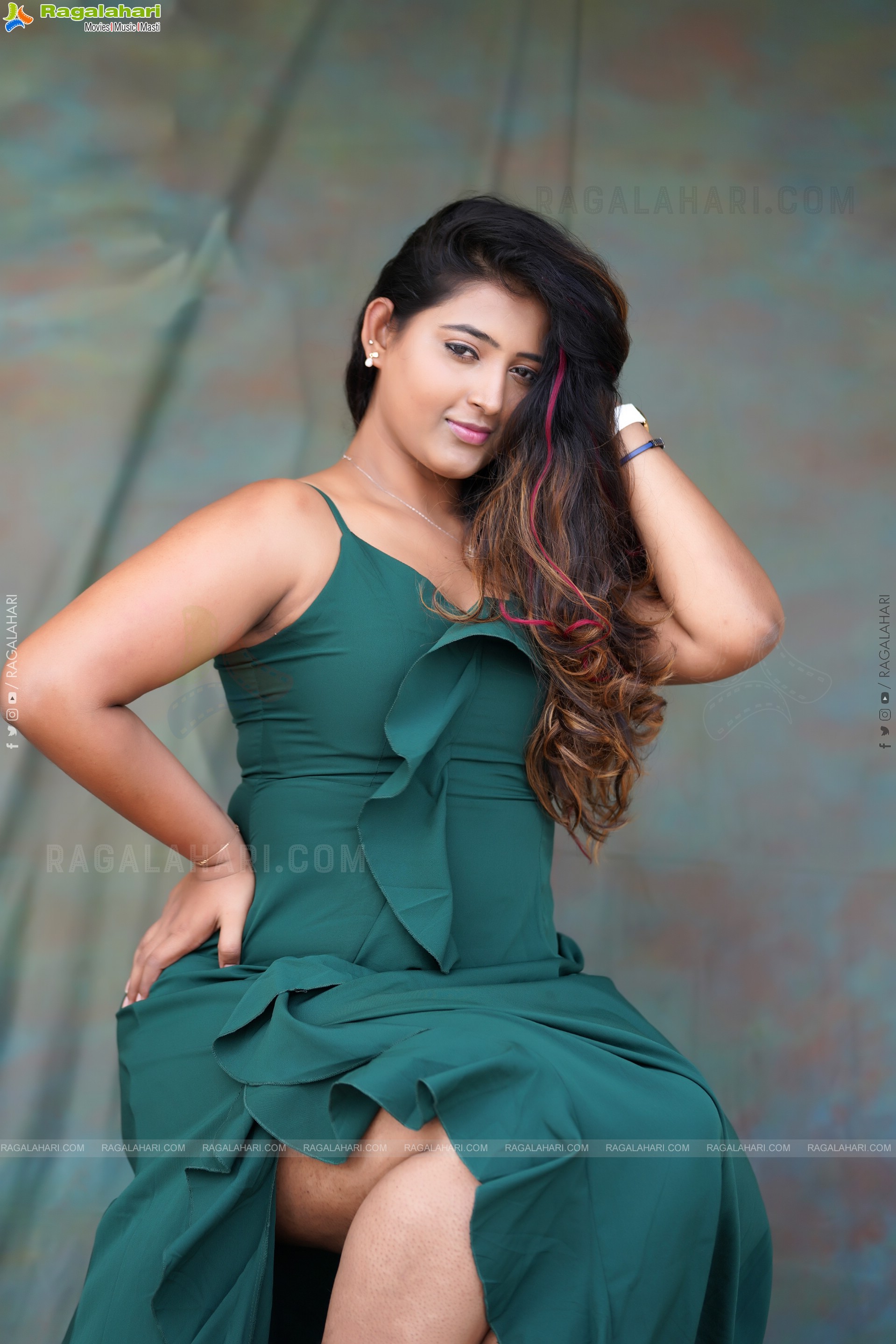 Teja Reddy in Forest Green Maxi Dress, Exclusive Photo Shoot