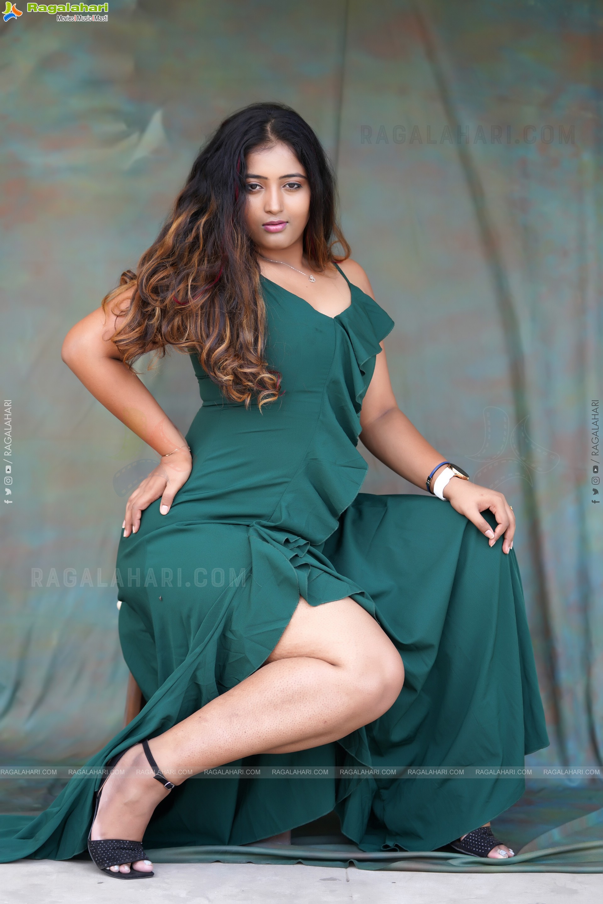 Teja Reddy in Forest Green Maxi Dress, Exclusive Photo Shoot