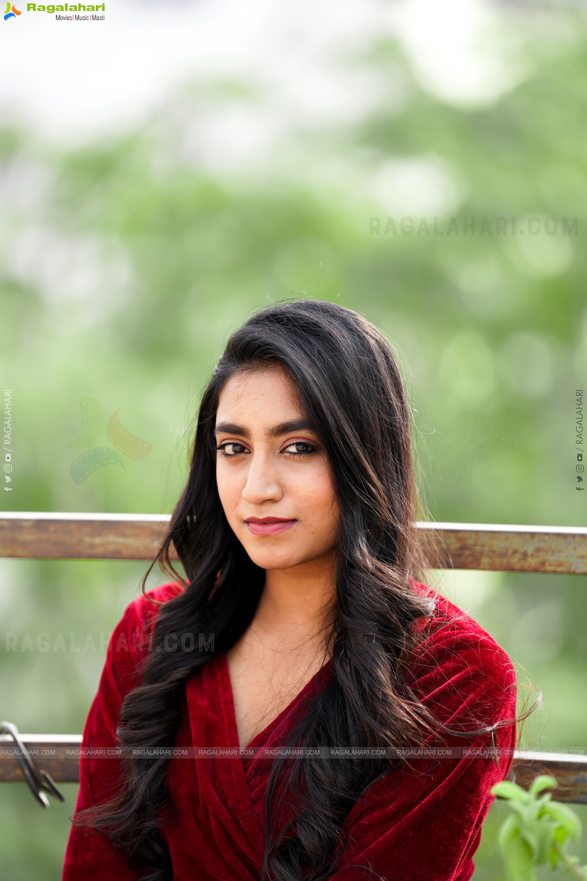 Yuktha in Red Velvet Dress, Exclusive Photoshoot