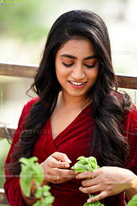 Yuktha in Red Velvet Dress