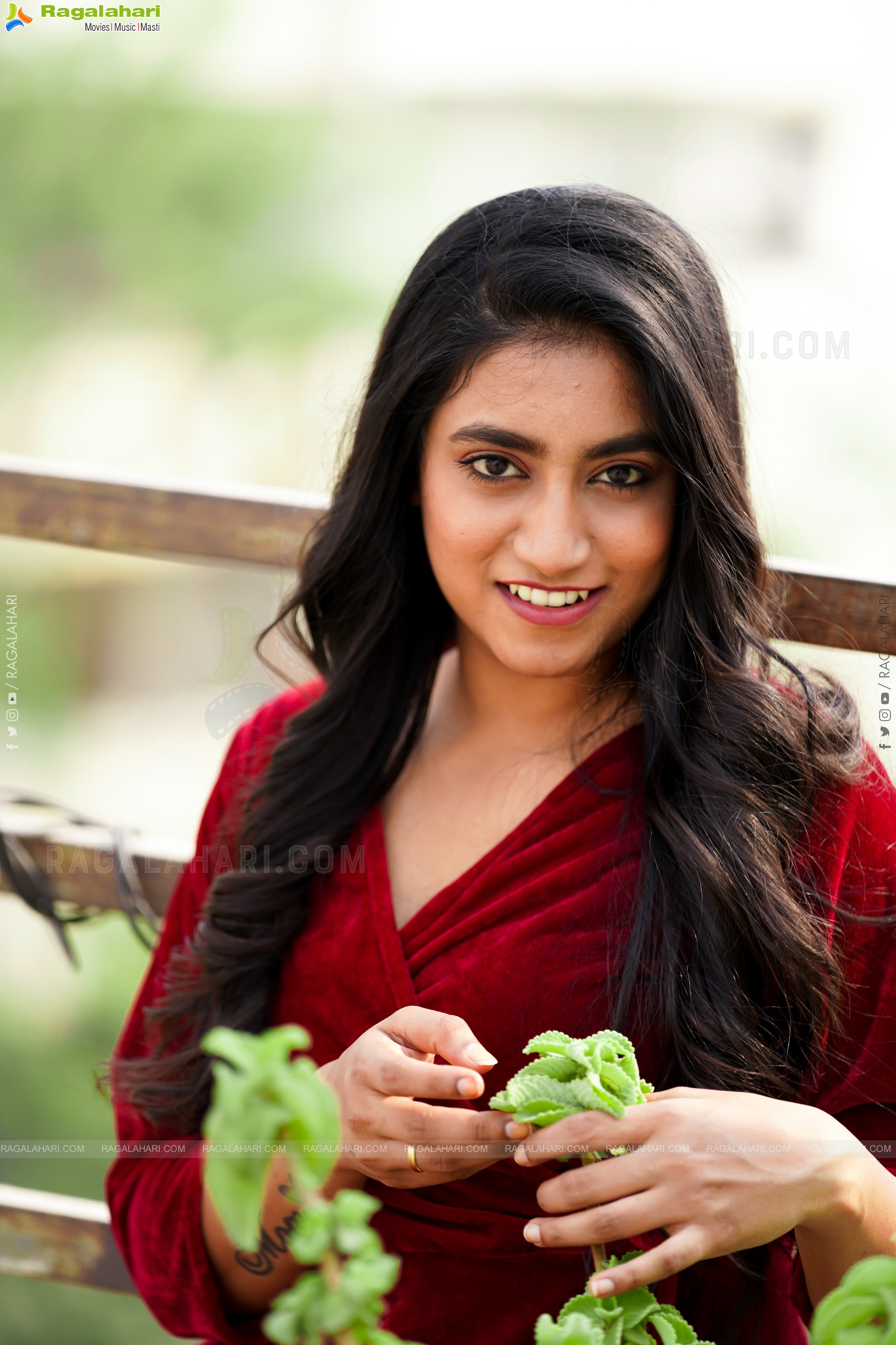 Yuktha in Red Velvet Dress, Exclusive Photoshoot