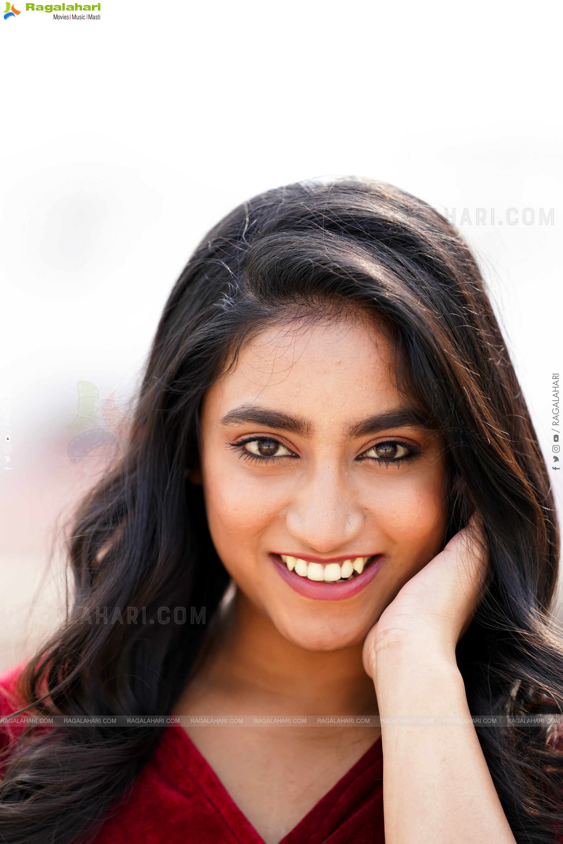 Yuktha in Red Velvet Dress, Exclusive Photoshoot