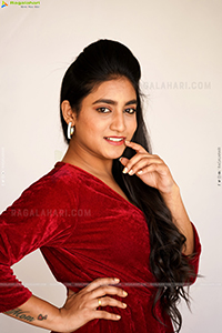 Yuktha in Red Velvet Dress