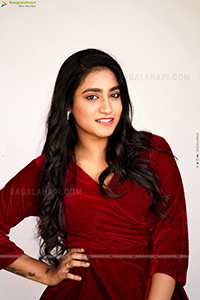 Yuktha in Red Velvet Dress