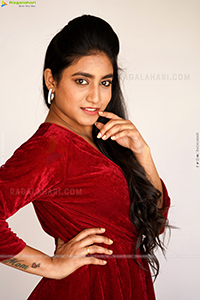 Yuktha in Red Velvet Dress