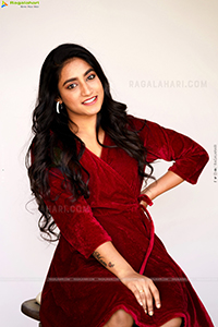 Yuktha in Red Velvet Dress