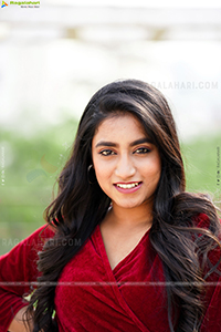 Yuktha in Red Velvet Dress