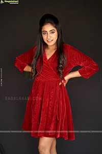 Yuktha in Red Velvet Dress