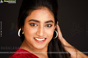 Yuktha in Red Velvet Dress