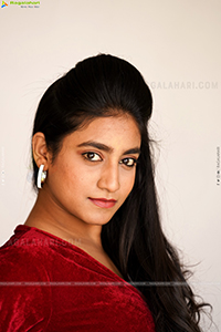 Yuktha in Red Velvet Dress