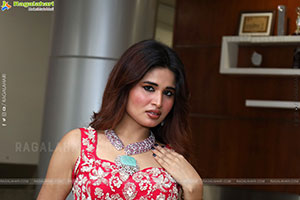 Ishika Roy in Red Embellished Designer Dress, HD Gallery 