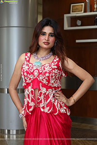 Ishika Roy in Red Embellished Designer Dress, HD Gallery 