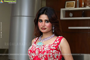 Ishika Roy in Red Embellished Designer Dress, HD Gallery 