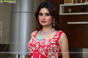 Ishika Roy in Red Embellished Designer Dress, HD Gallery 