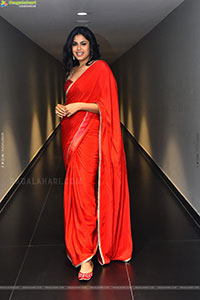 Faria Abdullah Glam stills in Orange Saree, HD Gallery