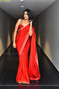 Faria Abdullah Glam stills in Orange Saree, HD Gallery