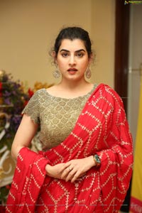 Archana Shastry in Red Ornate Saree 