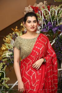 Archana Shastry in Red Ornate Saree 