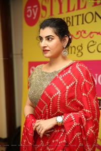 Archana Shastry in Red Ornate Saree 