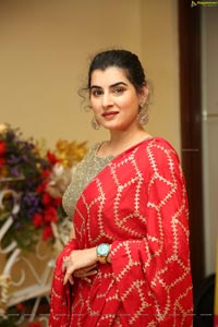 Archana Shastry in Red Ornate Saree 