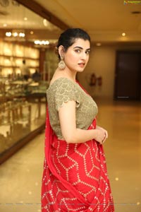 Archana Shastry in Red Ornate Saree 