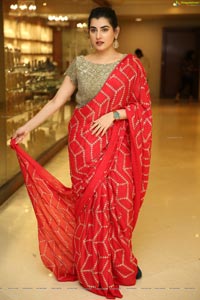 Archana Shastry in Red Ornate Saree 