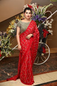 Archana Shastry in Red Ornate Saree 