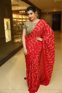 Archana Shastry in Red Ornate Saree 