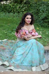Exclusive Shoot Amrita Acharya In Blue Designer Lehenga With Floral Top Photo Shoot Page