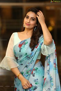 Manjusha in Light Blue Floral Saree