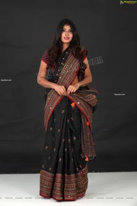 Aishwarya T in Black Saree Exclusive Shoot