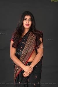 Aishwarya T in Black Saree Exclusive Shoot