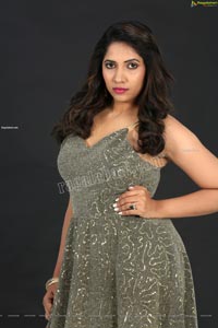 Anchor Indu in Gray Glitter-Knit Long Dress