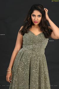 Anchor Indu in Gray Glitter-Knit Long Dress