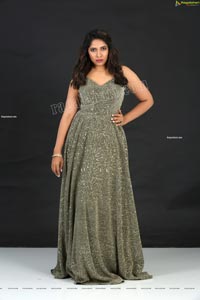 Anchor Indu in Gray Glitter-Knit Long Dress