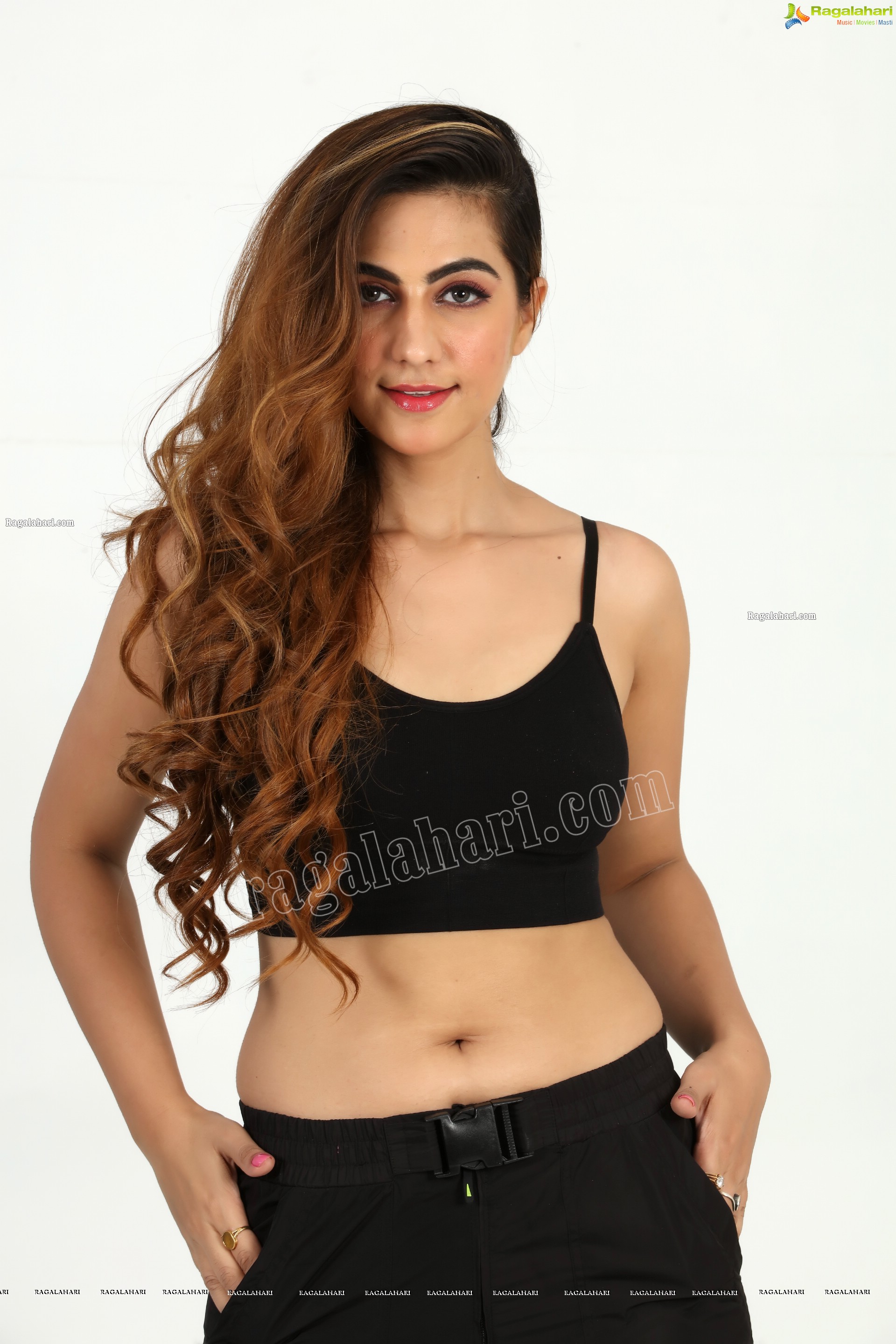 Harshita Panwar in Black Spaghetti Strap Crop Top and Jeans, Exclusive Photo Shoot