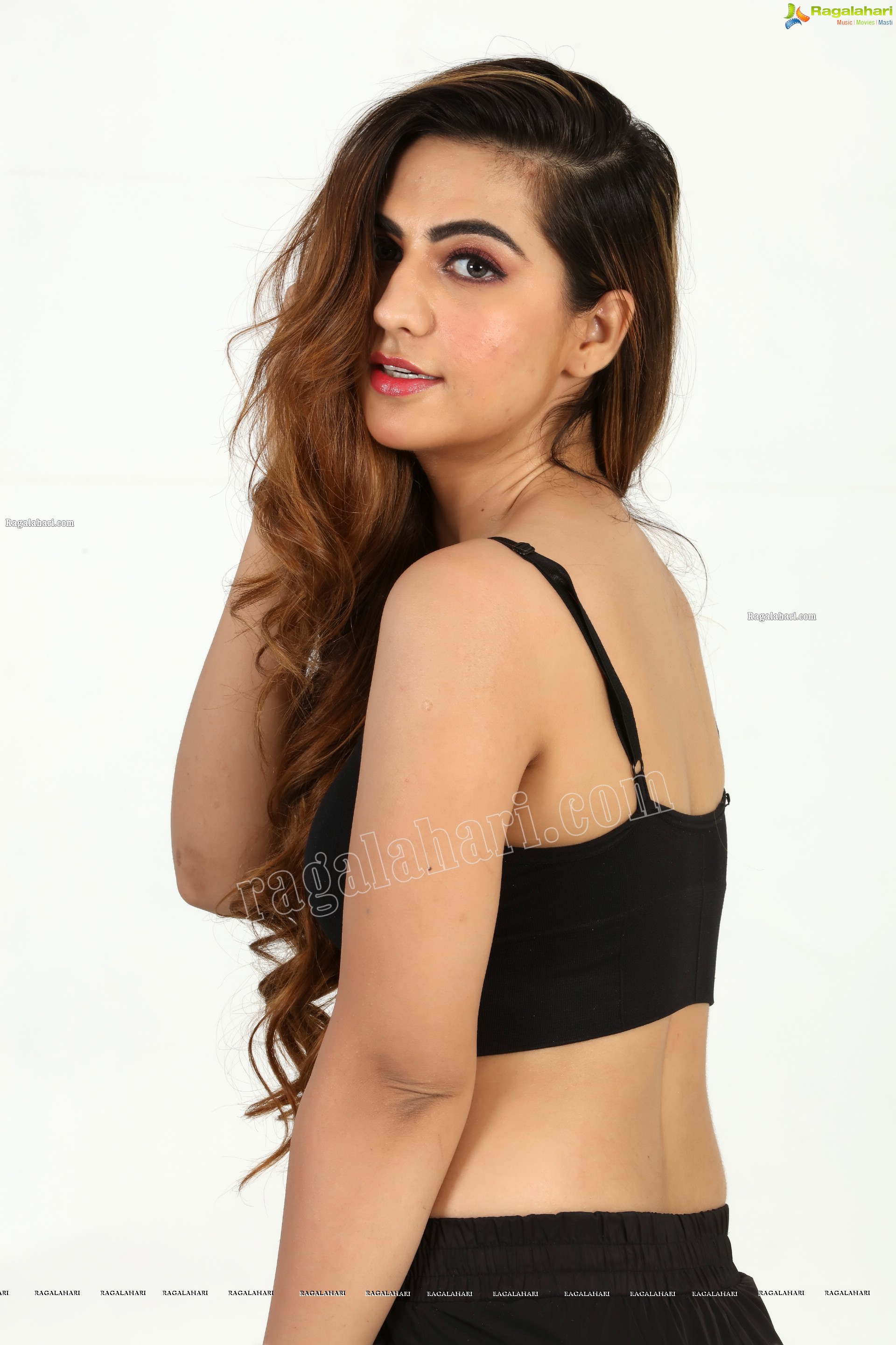 Harshita Panwar in Black Spaghetti Strap Crop Top and Jeans, Exclusive Photo Shoot