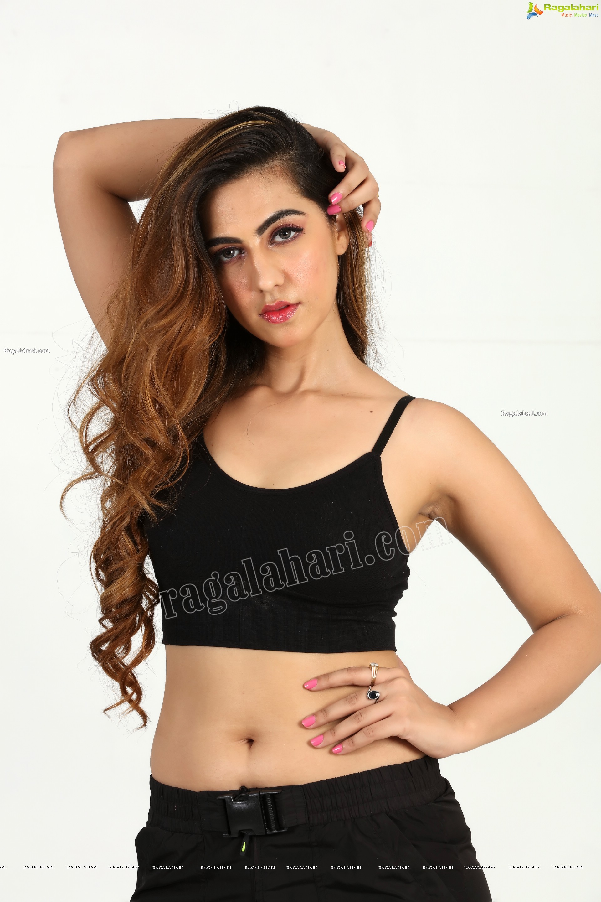 Harshita Panwar in Black Spaghetti Strap Crop Top and Jeans, Exclusive Photo Shoot