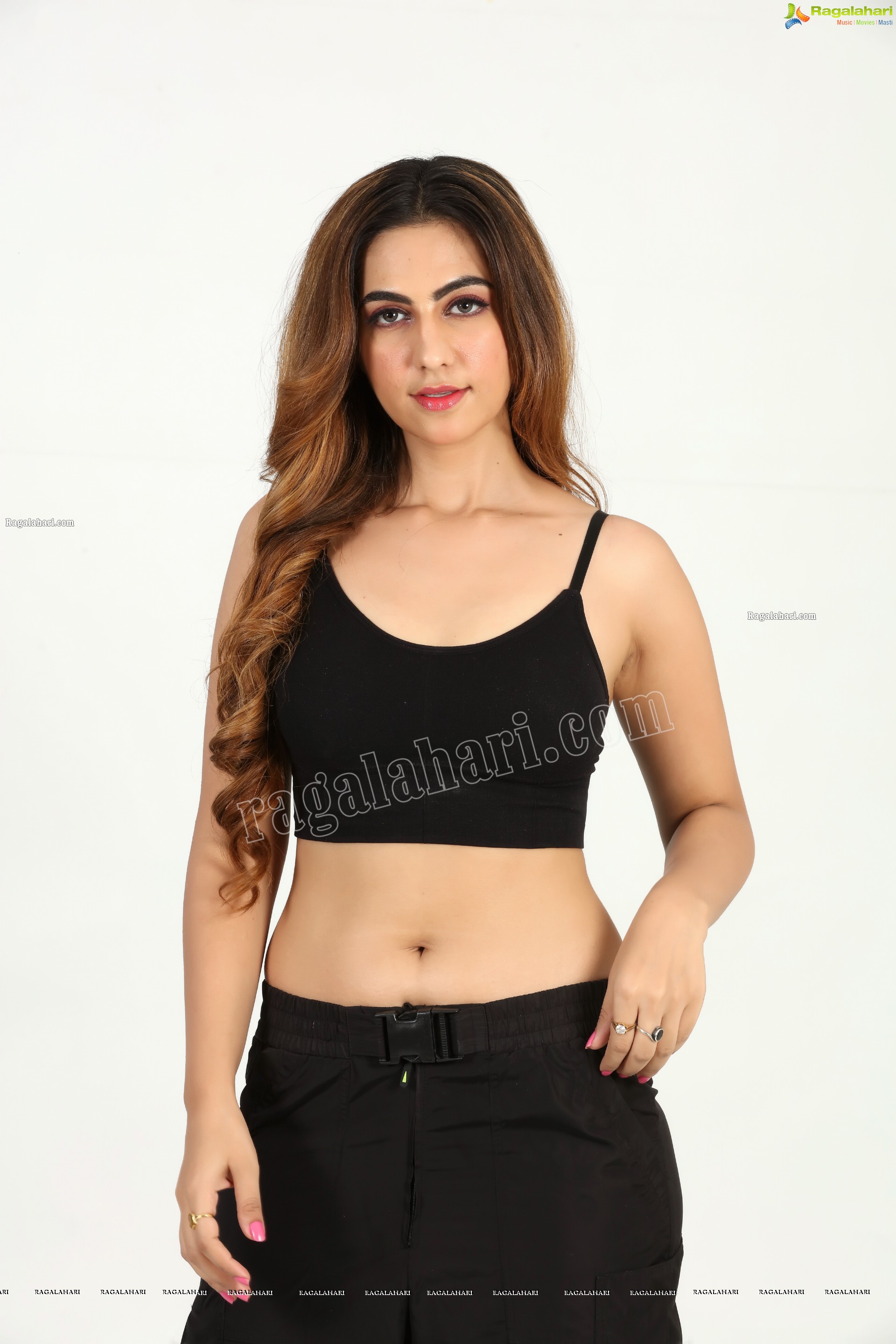 Harshita Panwar in Black Spaghetti Strap Crop Top and Jeans, Exclusive Photo Shoot