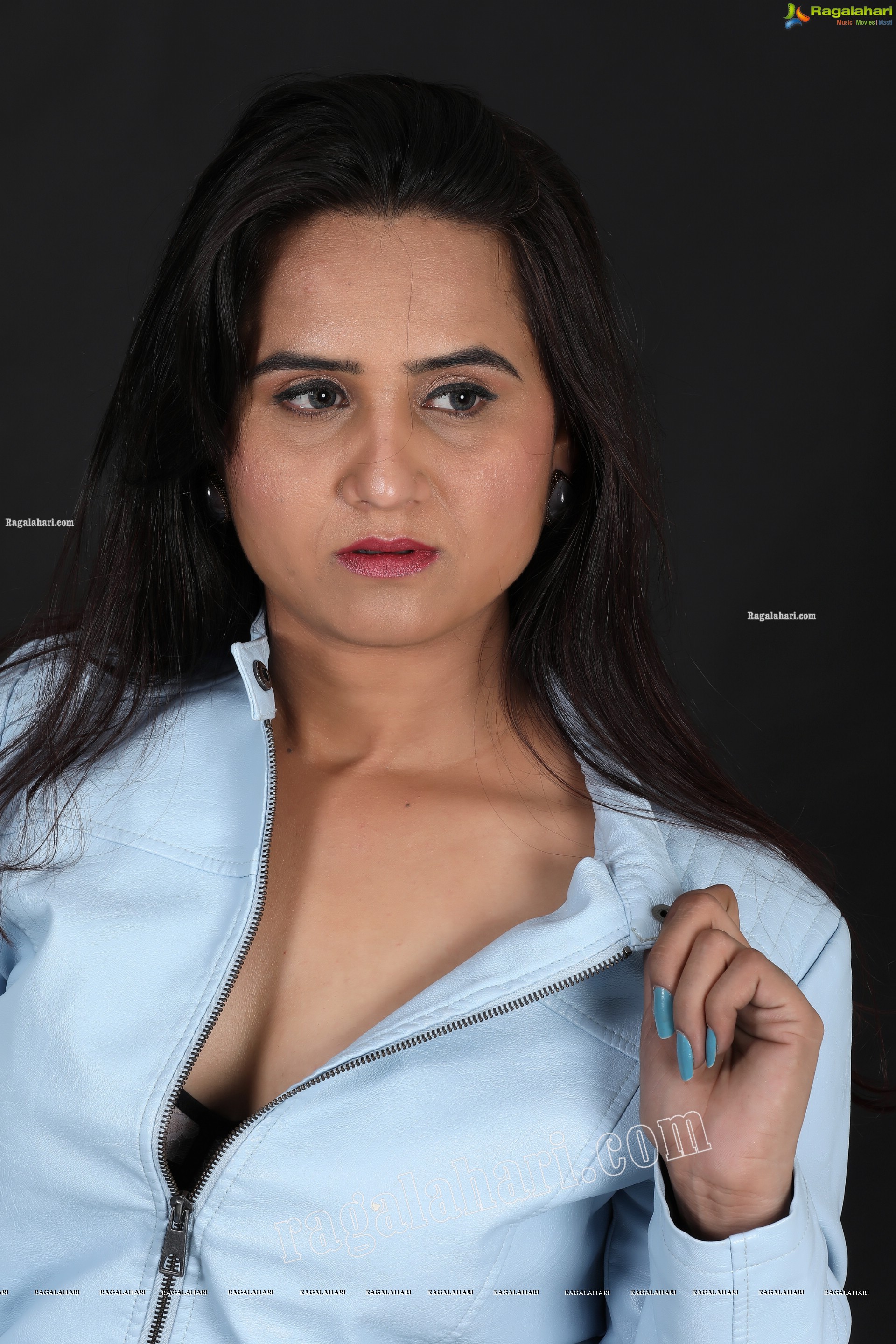 Preyasi Jiggar in Sky Blue Leather Jacket, Exclusive Photo Shoot