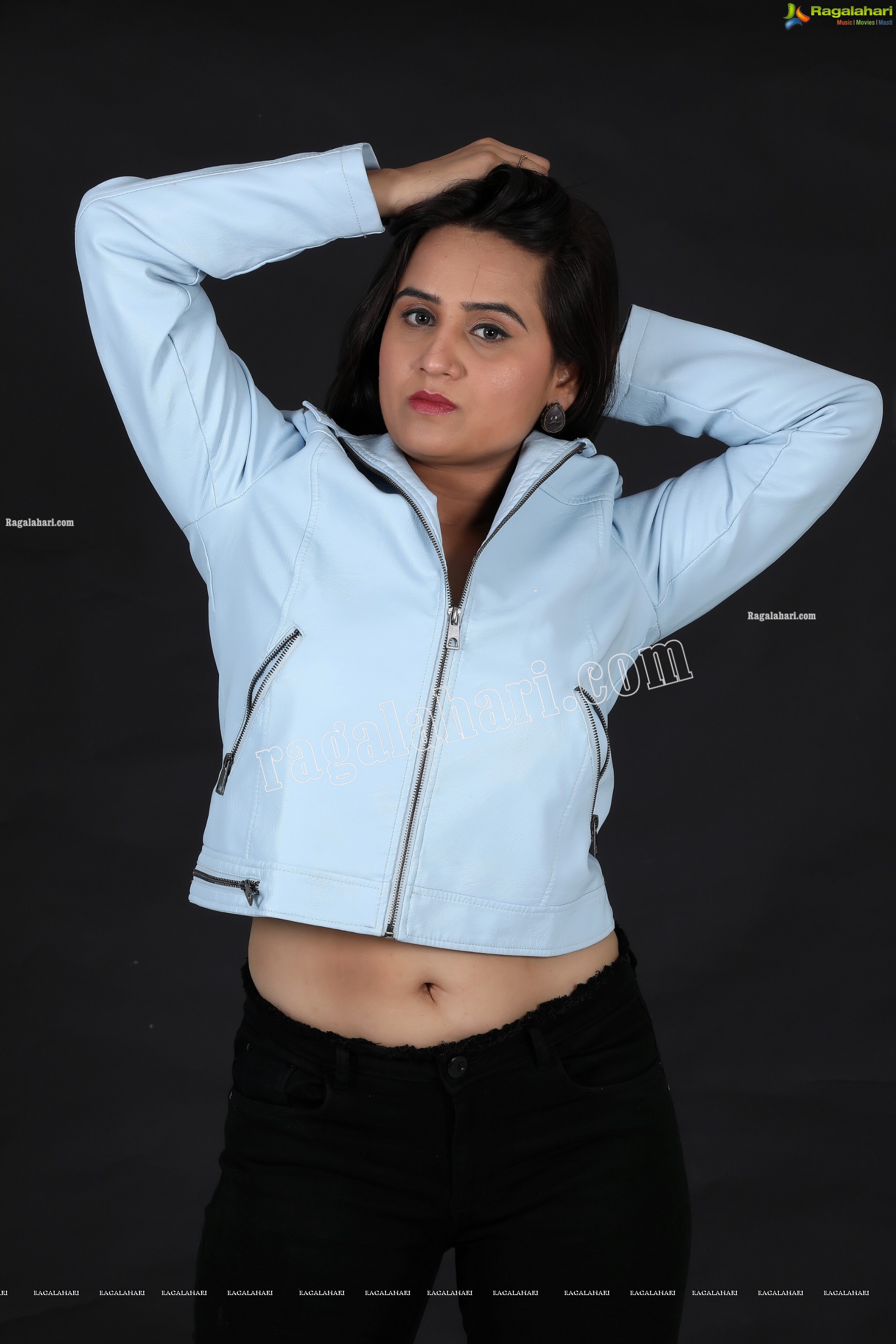 Preyasi Jiggar in Sky Blue Leather Jacket, Exclusive Photo Shoot