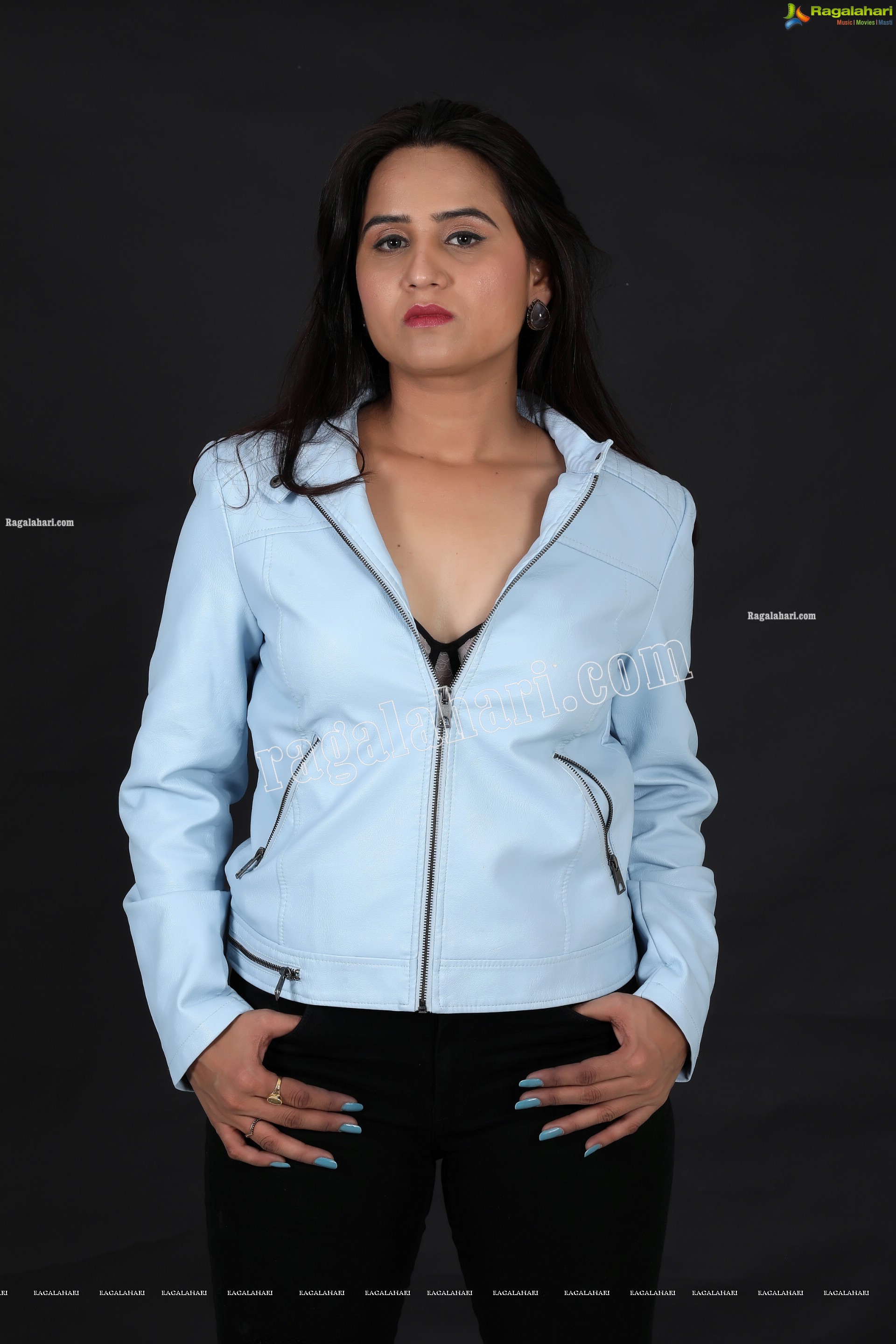 Preyasi Jiggar in Sky Blue Leather Jacket, Exclusive Photo Shoot