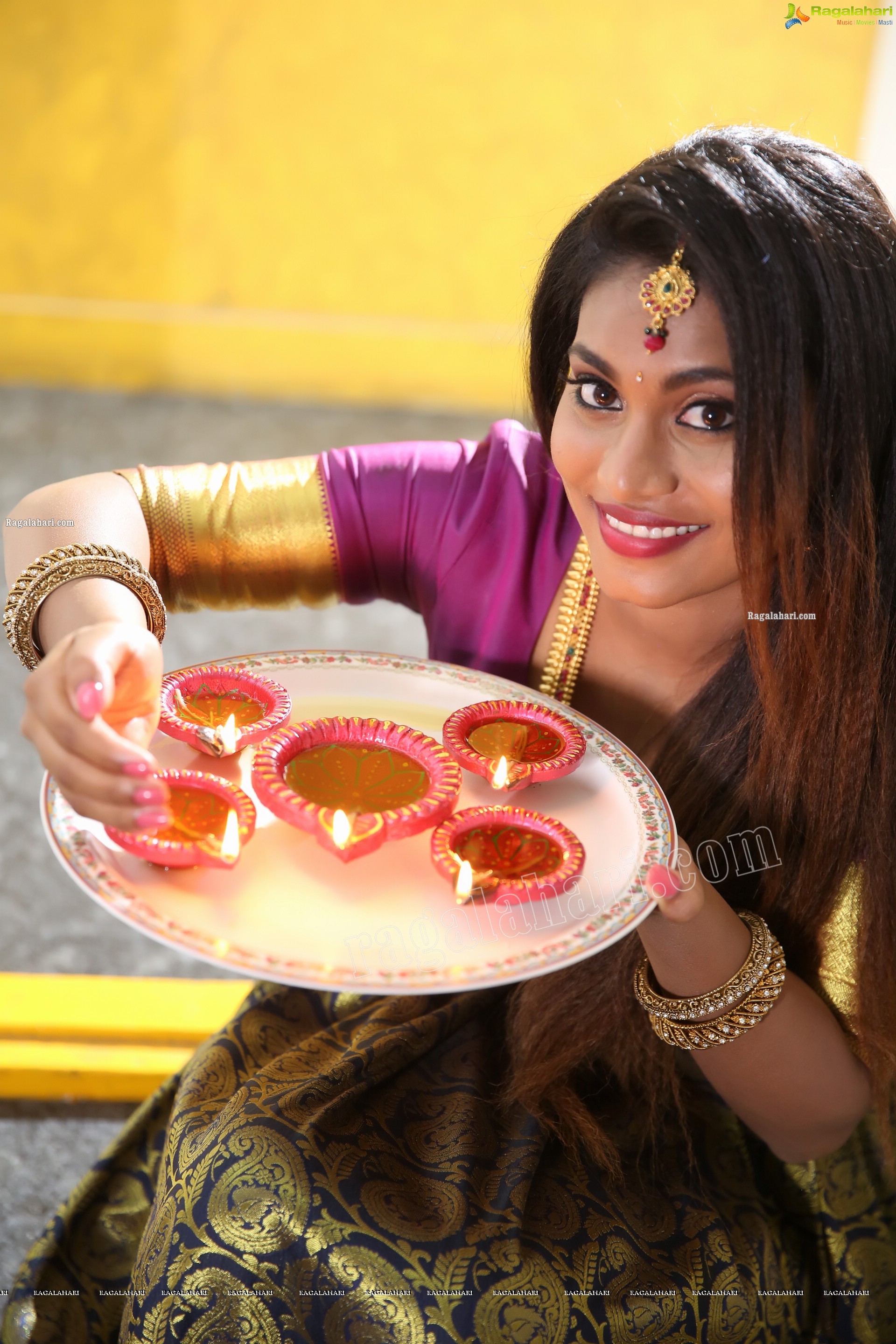 Priya Augustin Holding Diya, Exclusive Photo Shoot