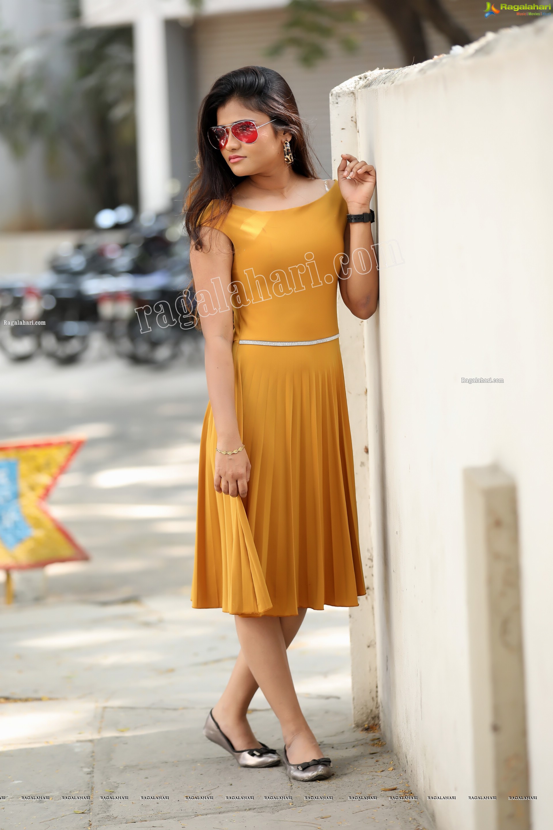 Rishika Nisha in Yellow Solid A-Line Dress Exclusive Photo Shoot