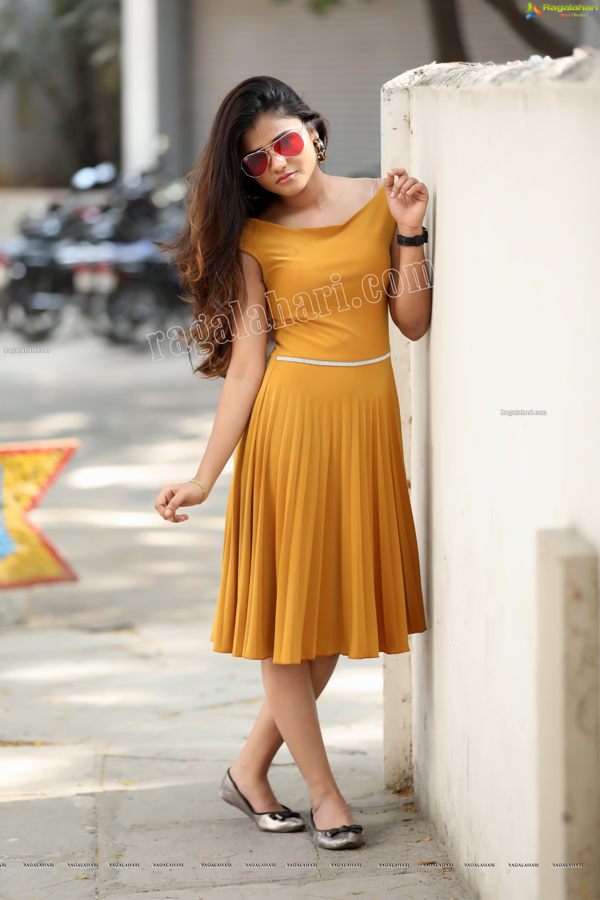 Rishika Nisha in Yellow Solid A-Line Dress Exclusive Photo Shoot