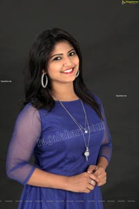 Shabeena Shaik in Royal Blue Colour Net Dress